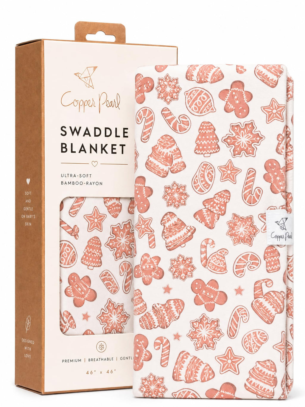 Copper Pearl Swaddle Blankets for Newborns | Soft Stretchy Receiving Blankets for Boys and Girls | Large 46 x 46 Inch Baby Blankets | Lightweight and Breathable Swaddles | Gingerbread