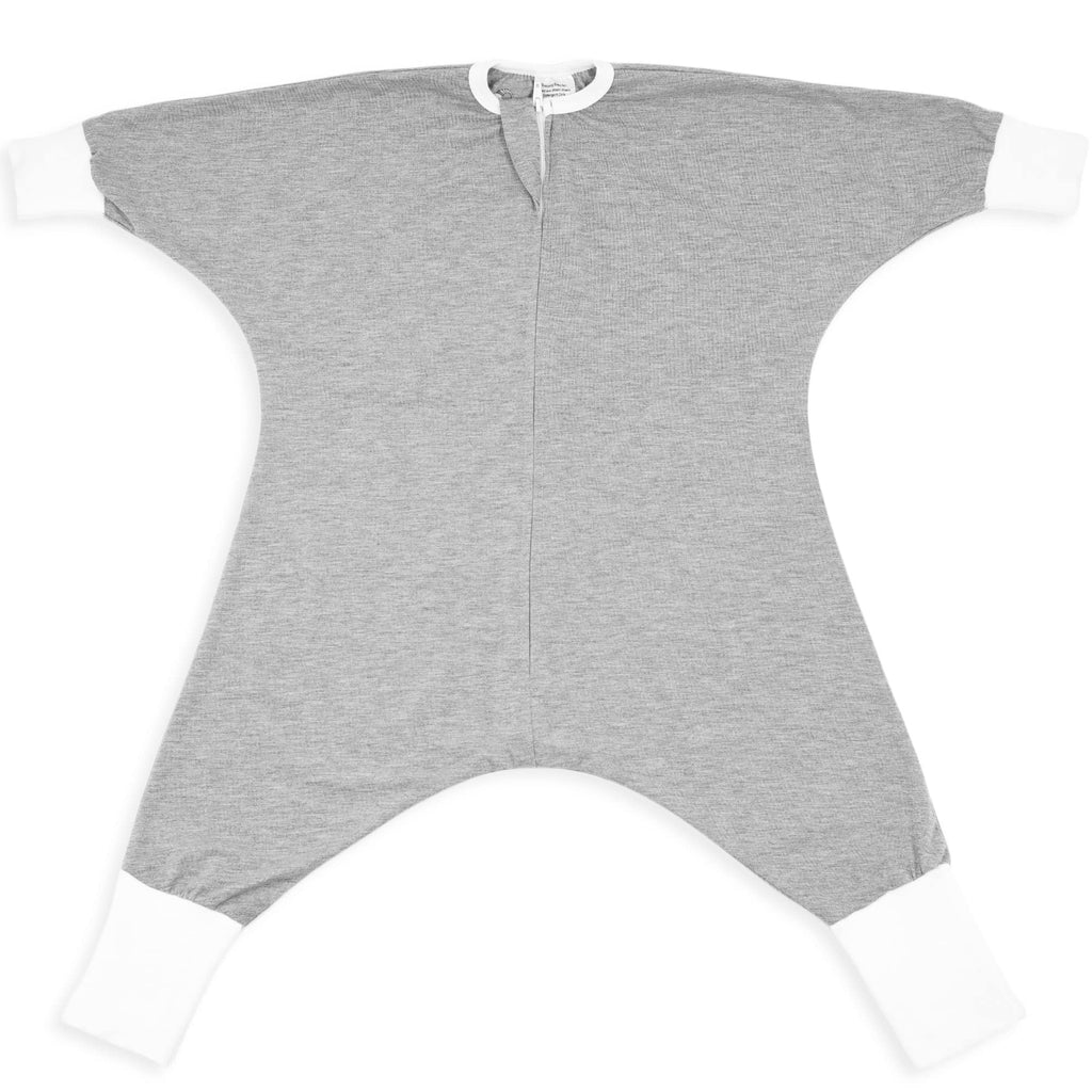 SleepingBaby Flying Squirrel Toddler Pajamas - Zip Sleepwear with Fold-Over Mittens & Foot Cuffs, Soft Stretch Fabric, Heather Grey, 12-24 Months