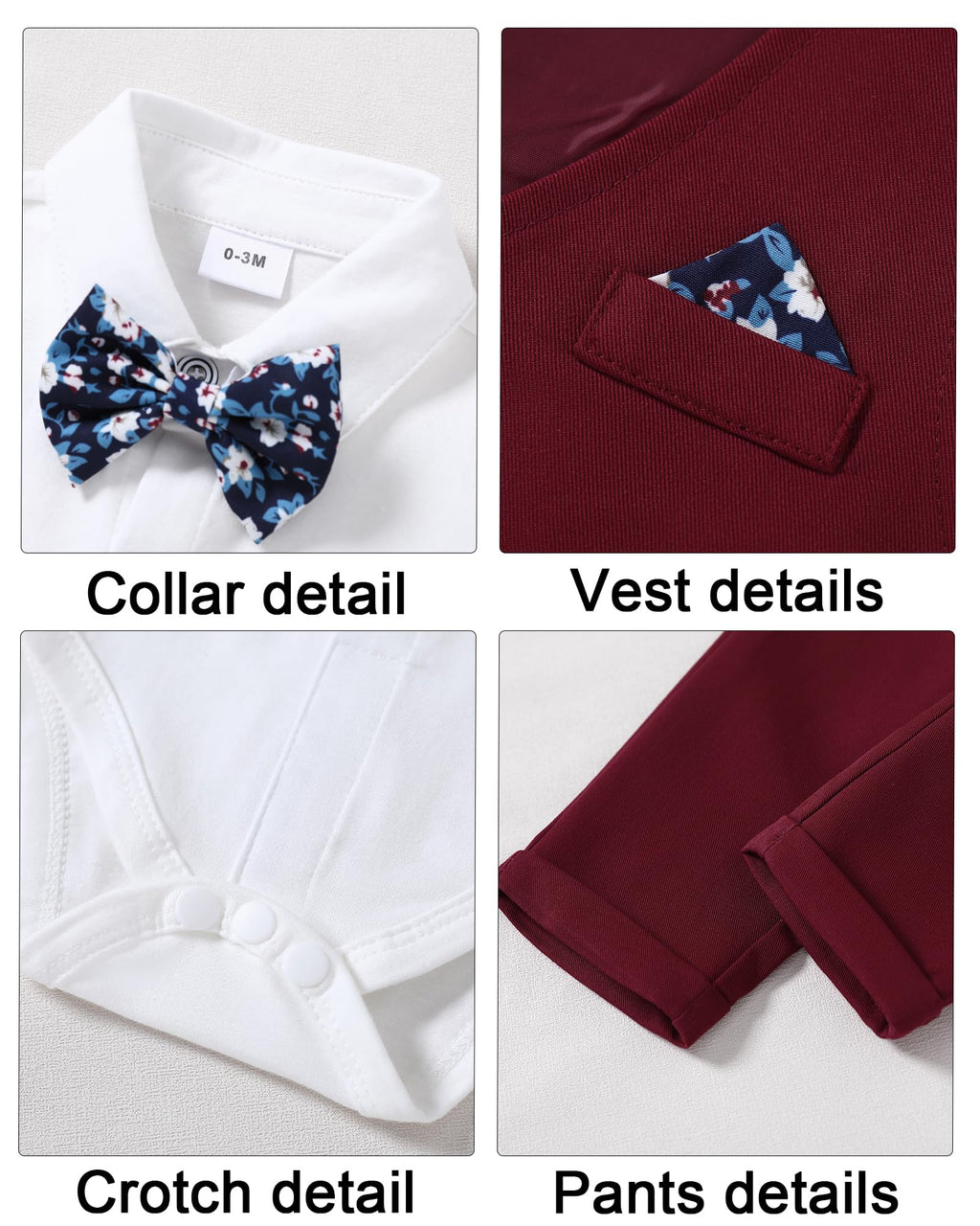 DISAUR Baby Boy Christmas Outfit 12-18 Months 1t Christmas Wine Red Traje De Bautizo Para Niño