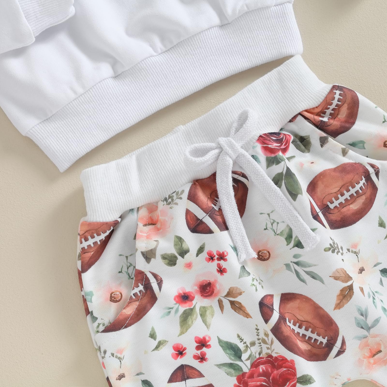 CIYCUIT 3Pcs Baby Girl Football Outfits Letter Print Sweatshirt + Pants + Headband 0 6 12 18 24 Months Clothes 6-12 Months