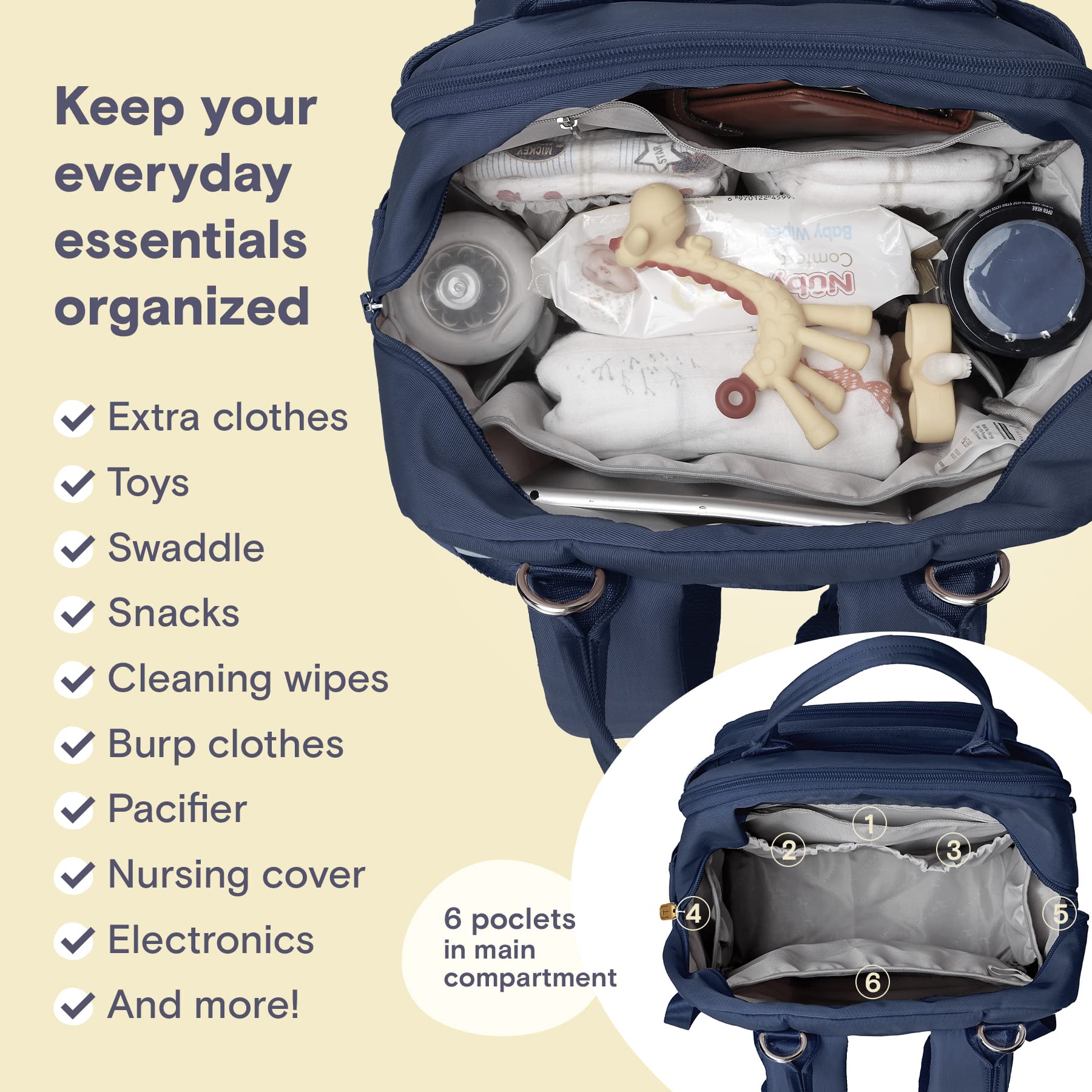 RUVALINO Baby Diaper Bag Backpack with Changing Pad, Peacock Blue