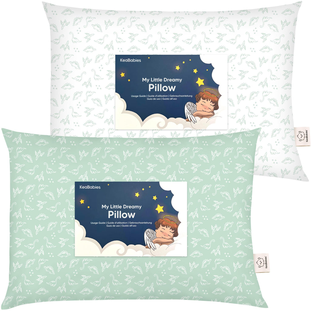 KeaBabies 2pk Toddler Pillows 2 Year Old to 5,13x18 Kids Pillow (DinoLand)