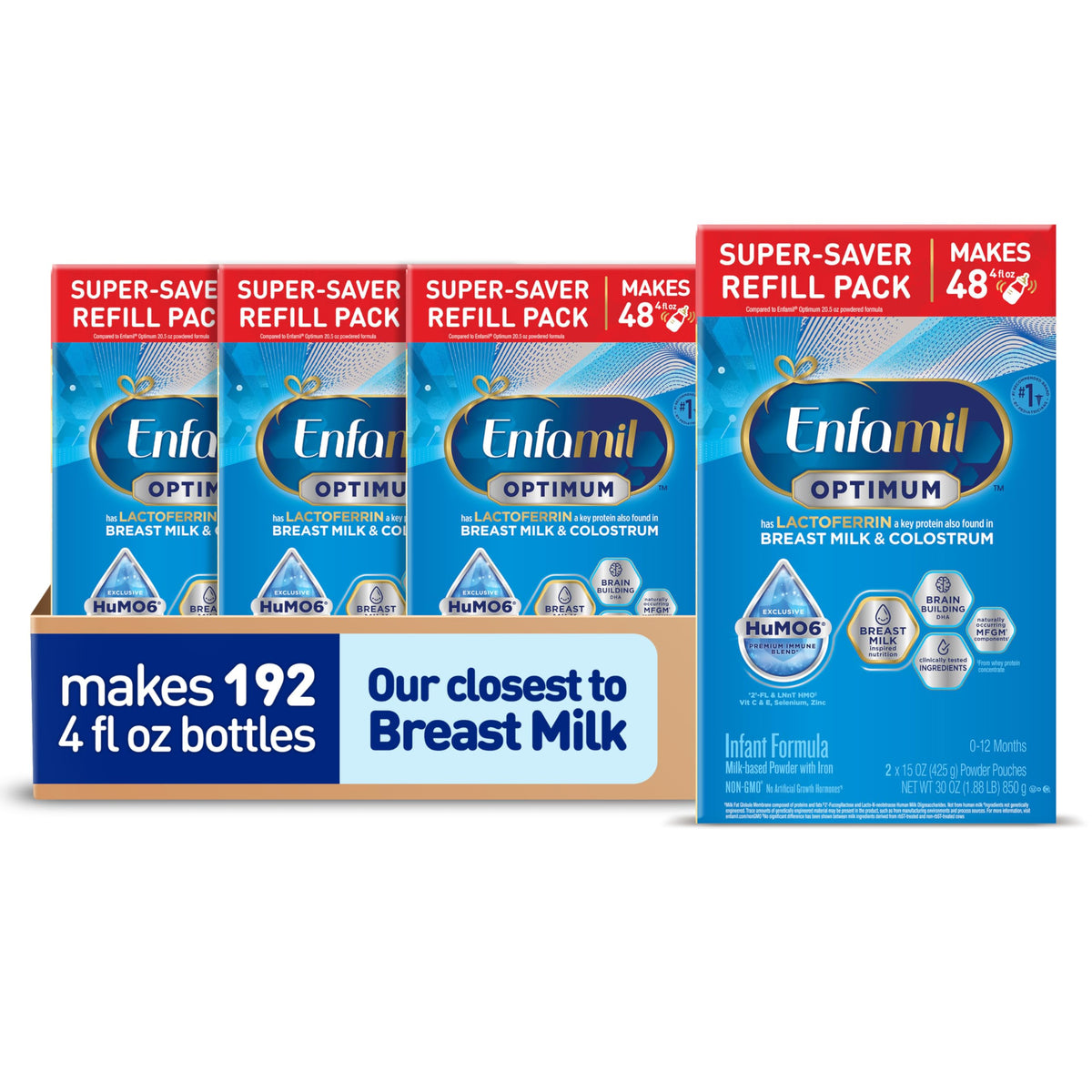 Enfamil Optimum (Enspire), Immune-Supporting Baby Formula, 30 Oz, 4 CT
