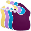 Toppy Toddler - 4 pcs Pastel Multi Color Large Waterproof Baby Bibs for 1-4 years old – Lightweight, Soft & Durable Fabric Bibs with Snap Buttons for Girls and Boys, Dryer safe and Easy to Clean