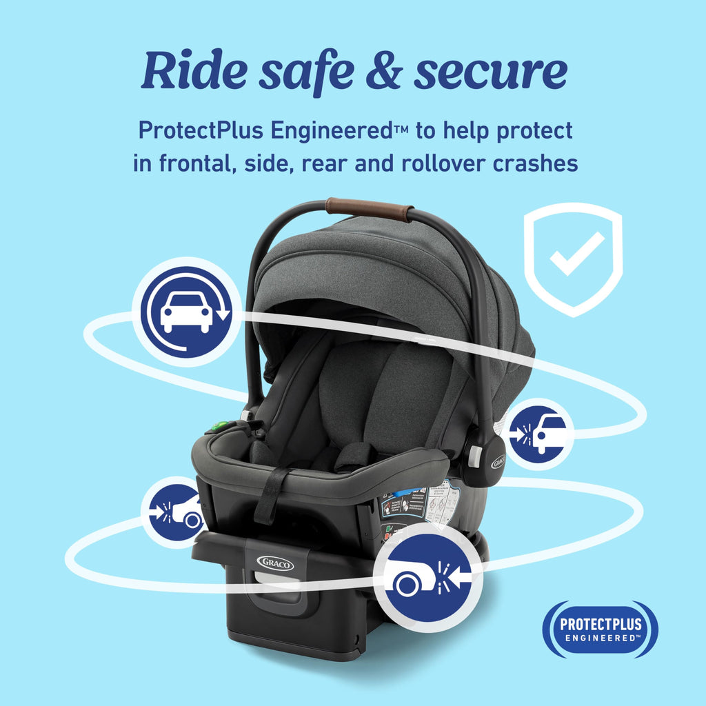 Graco® Gomax Infant Car Seat, Orchid Haze, Lightweight, Reclining Rear Facing Car Seat Installs with or Without a Base