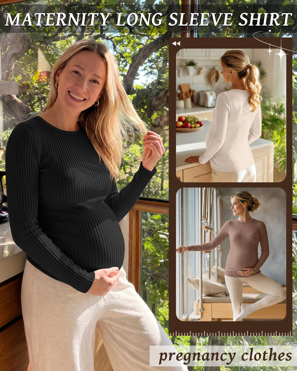 Riyiper 3 Pack Womens Maternity Shirts, 3-Color, Small
