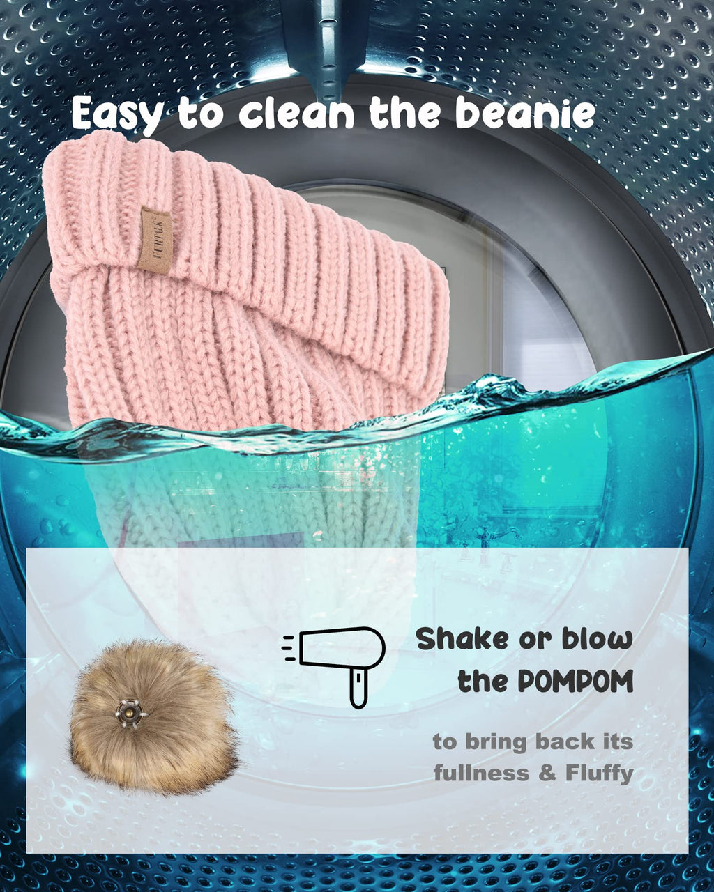 FURTALK Kids Winter Hat Toddler Knitted Beanie with Faux Fur Pom Poms for Baby Girls Boys Light Pink,3-24 Months