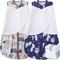 Newborn Sleep Sack Baby Swaddle,3-Way Adjustable Wearable Blanket,100% Rayon Cotton Swaddling Sleeping Bag，TOG 0.5 (Fox & Dinosaurs, 3-6 Months)