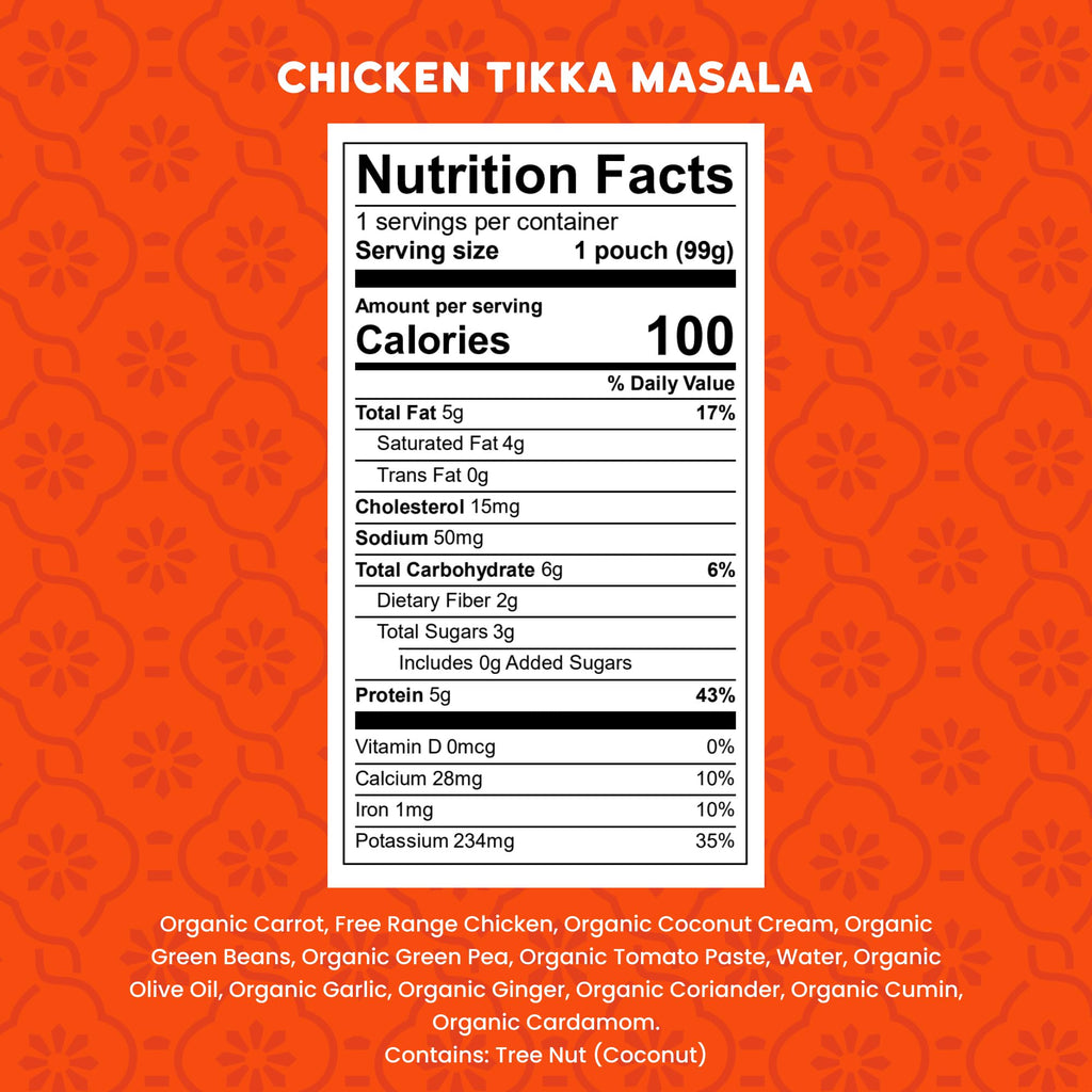 Serenity Kids Chicken Tikka Masala Baby Pouch, 5g Protein, 3.5 Oz, 12 Pack