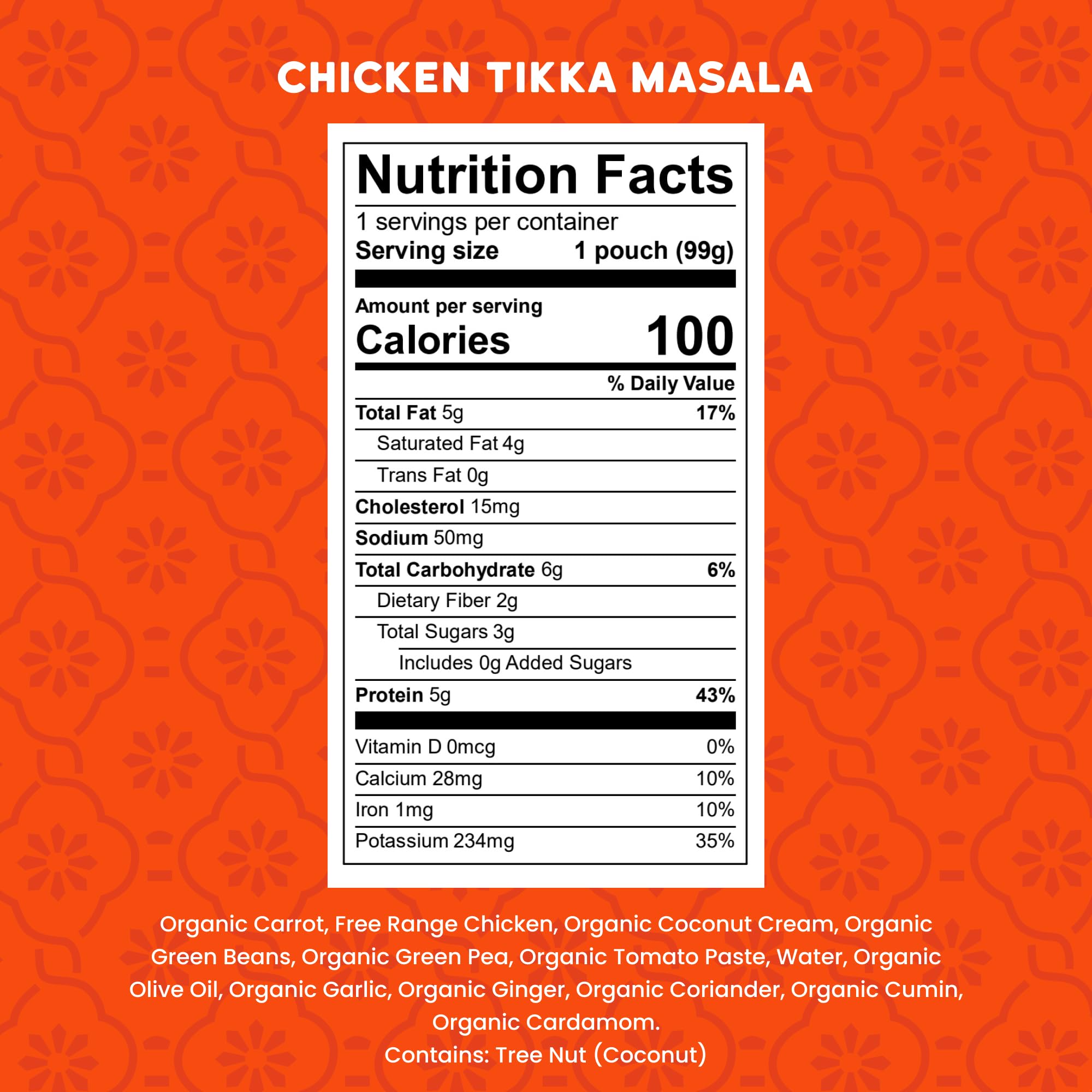 Serenity Kids Chicken Tikka Masala Baby Pouch, 5g Protein, 3.5 Oz, 12 Pack