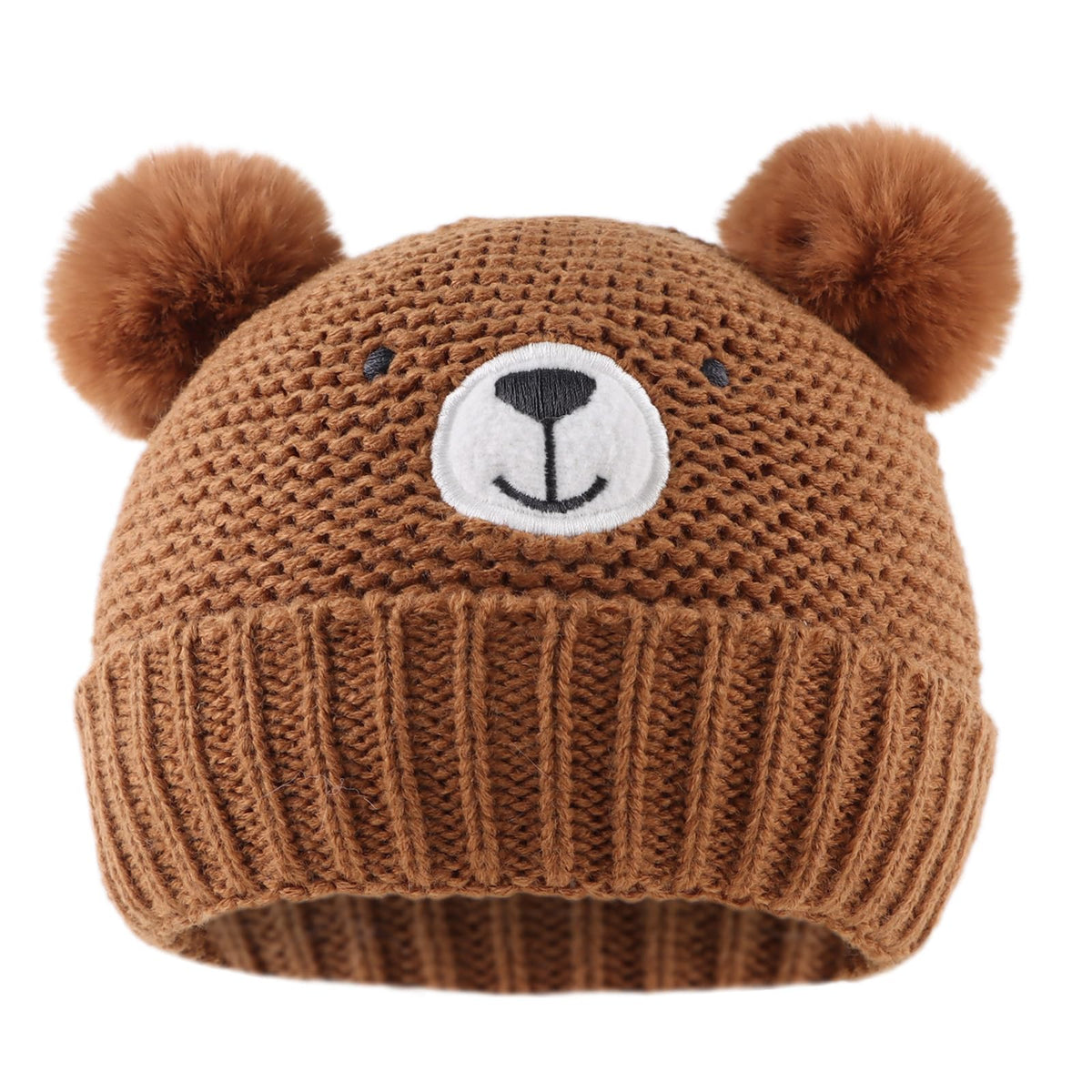 JANGANNSA Cute Bear Baby Beanie Pompom Baby Boy Hat Winter Knit Beanie Girl