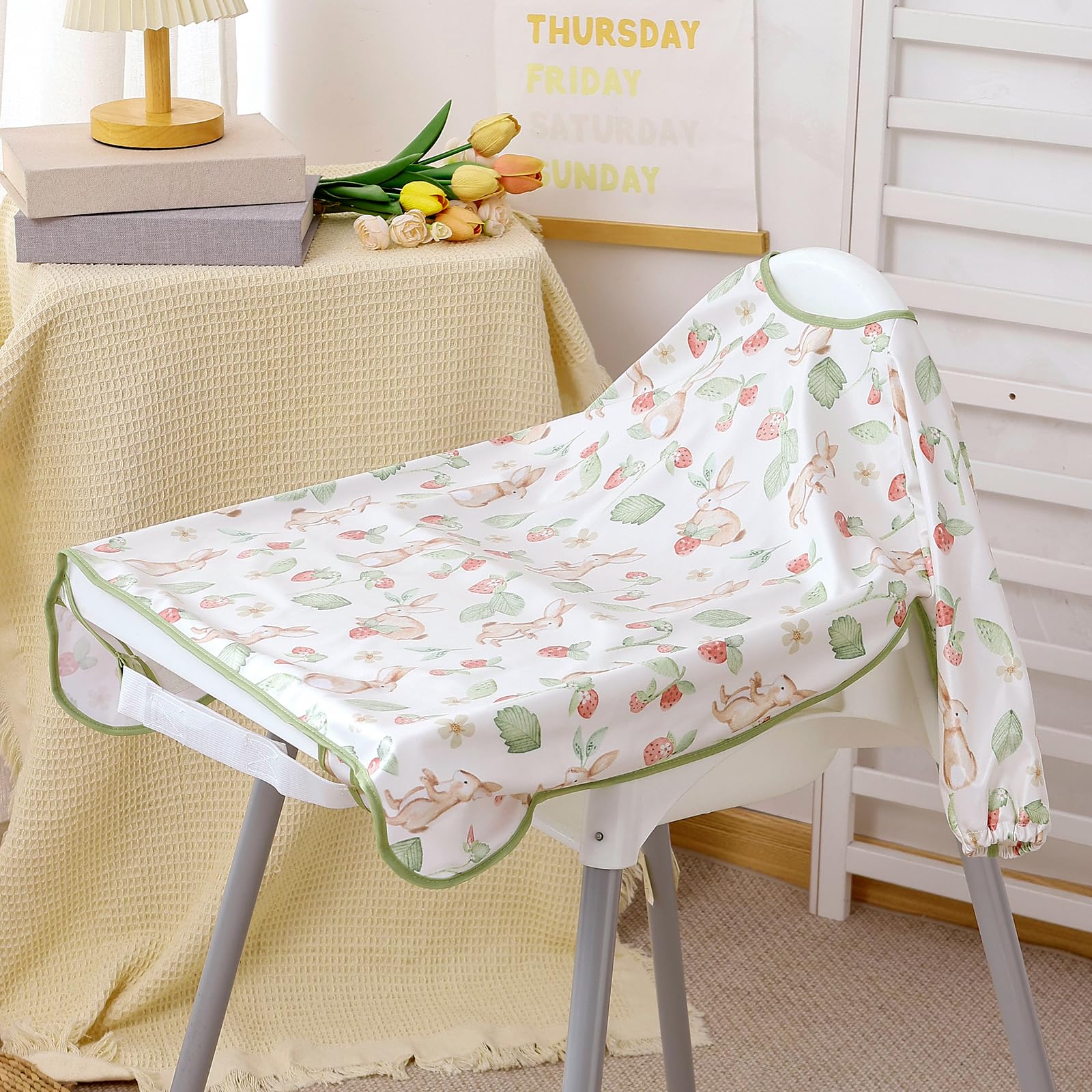 Happy Flute Long Sleeve Baby Bib-Mess Proof Baby Feeding Bibs with Adjustable Design,Long Sleeve Bibs for Babies during Eating or Highchair Use