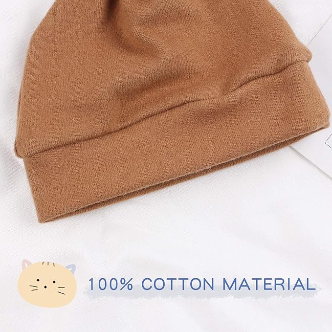 JANGANNSA Newborn Baby Hat Infant Baby Boys Beanie Top Knot Stretchy Hats for Girls 100% Organic Cotton