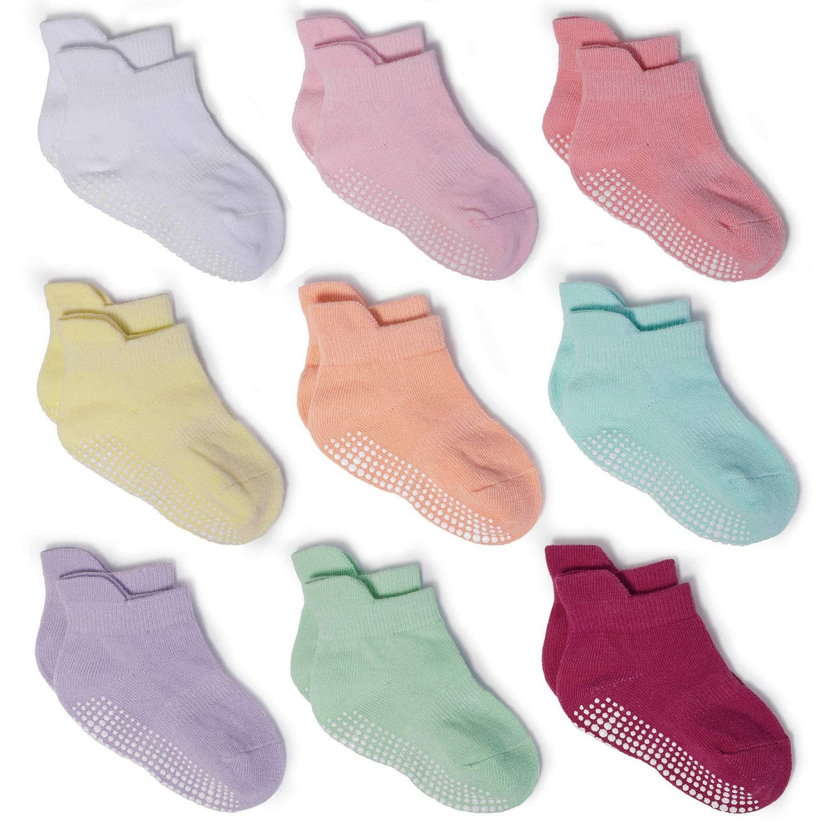 ZAPLES Baby Boys Non Slip Grip Ankle Socks with Non Skid Soles for Infants Toddlers Kids, 12 Pairs, Stripes Assort, 8-10 Years
