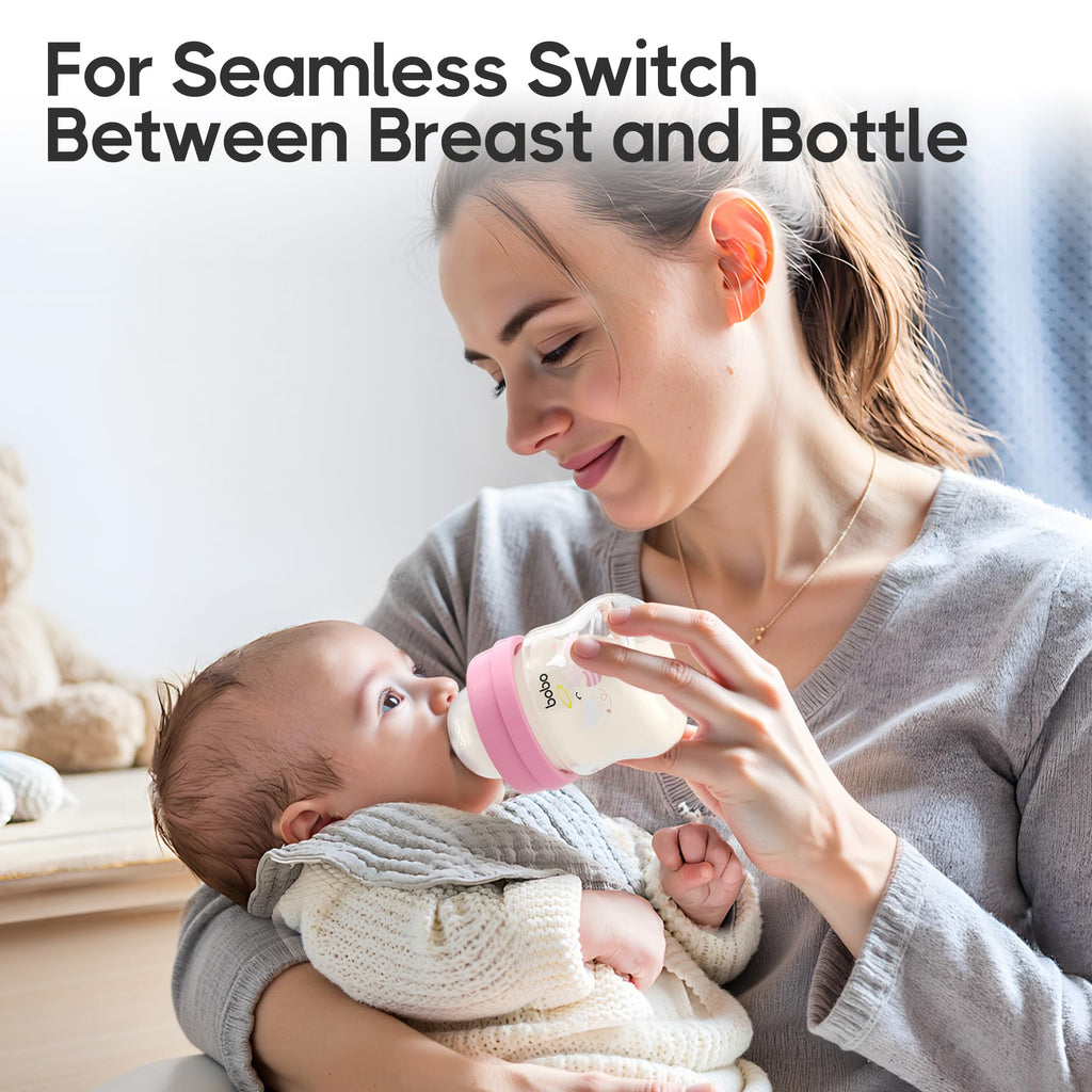 YOHKOH Glass Baby Bottles with Slow Flow Nipple, Newborn Anti-Colic Baby Bottles for 0+ Months, Wide Neck Feeding Bottle, Clear (Multicolour, 2.7oz (Pack of 2))