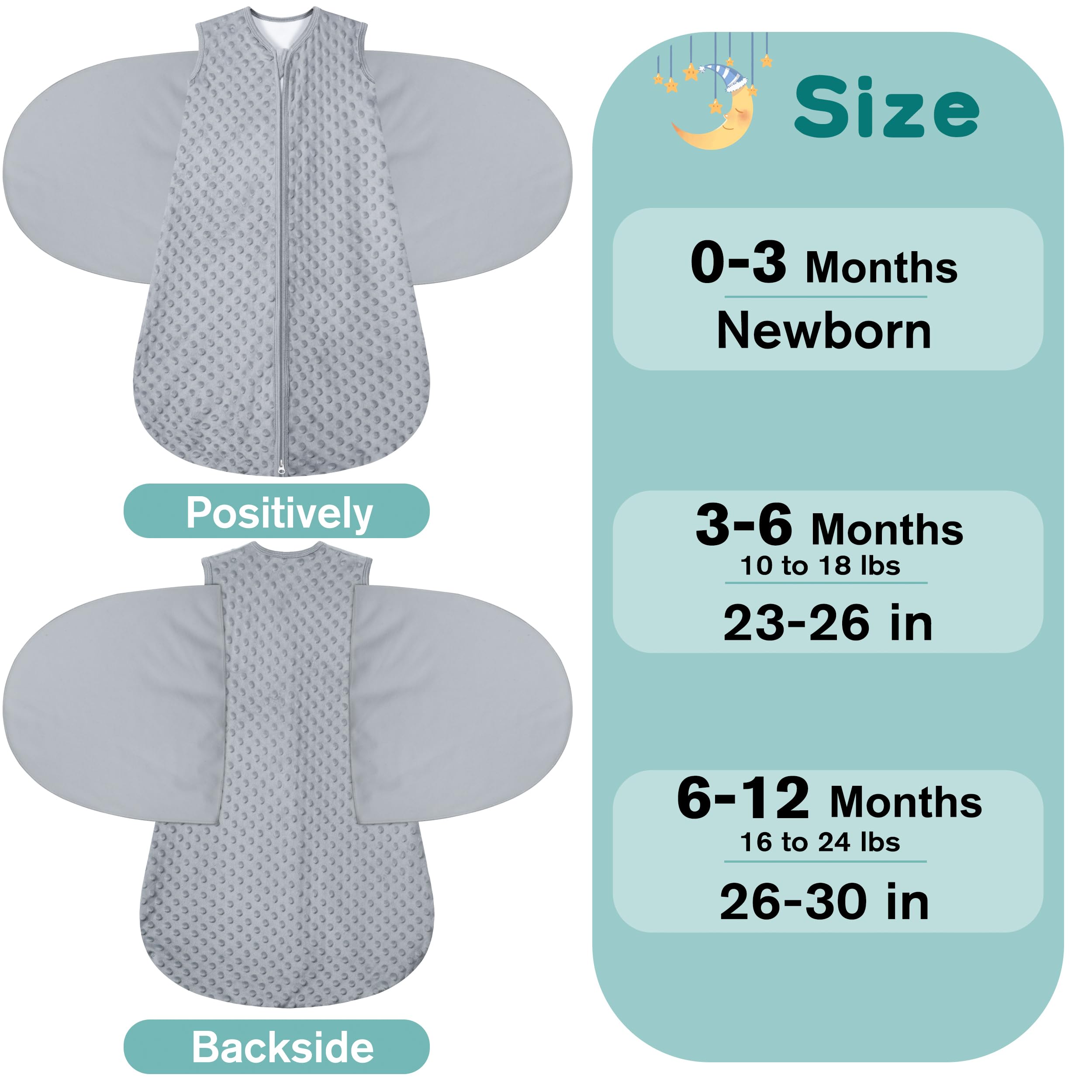 BSTOPPT Fleece Newborn Sleep Sack Baby Swaddle,3-Way Adjustable Wearable Blanket,2 Pack Fleece Swaddling sleeping bag TOG 2.0， (Gray & Pink, 3-6 Months)