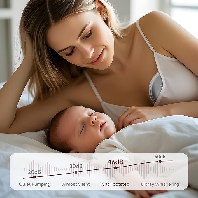 Breast Pump Hands Free, Smart Heated Base Promotes Milk Production, 40dB Quiet, Leak-Free Design, 4 Modes/12 Levels, 2Hr Cordless Wearable Breastfeeding Pump, 2 Pack Gray