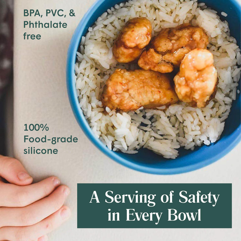 Simka Rose Baby Bowl and Spoon Set, Baby Bowls Suction for Toddler, BPA-Free Silicone Bowls Baby, Baby Bowl and Spoon Dishwasher and Microwave Safe Baby Feeding Supplies (Grey)