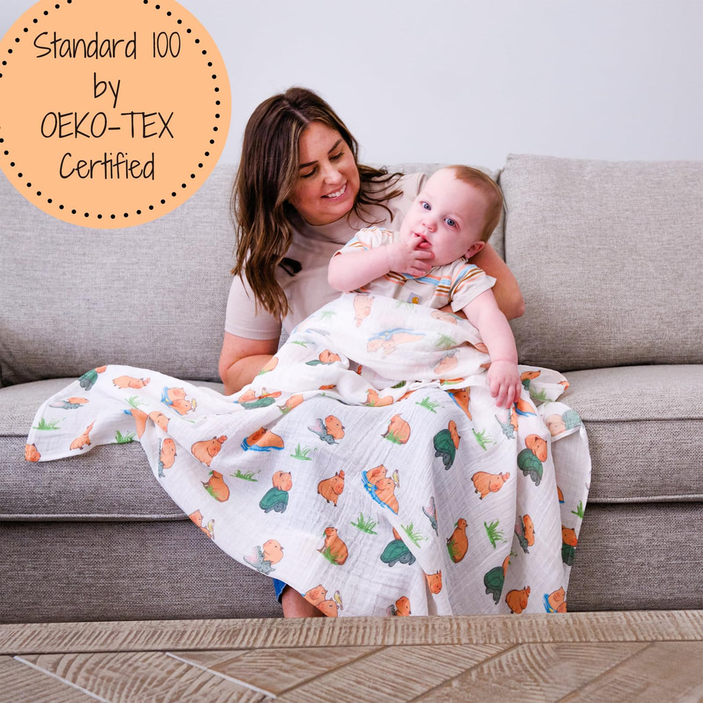 LollyBanks Muslin Swaddle Blankets, 100% Organic Cotton Baby Swaddle