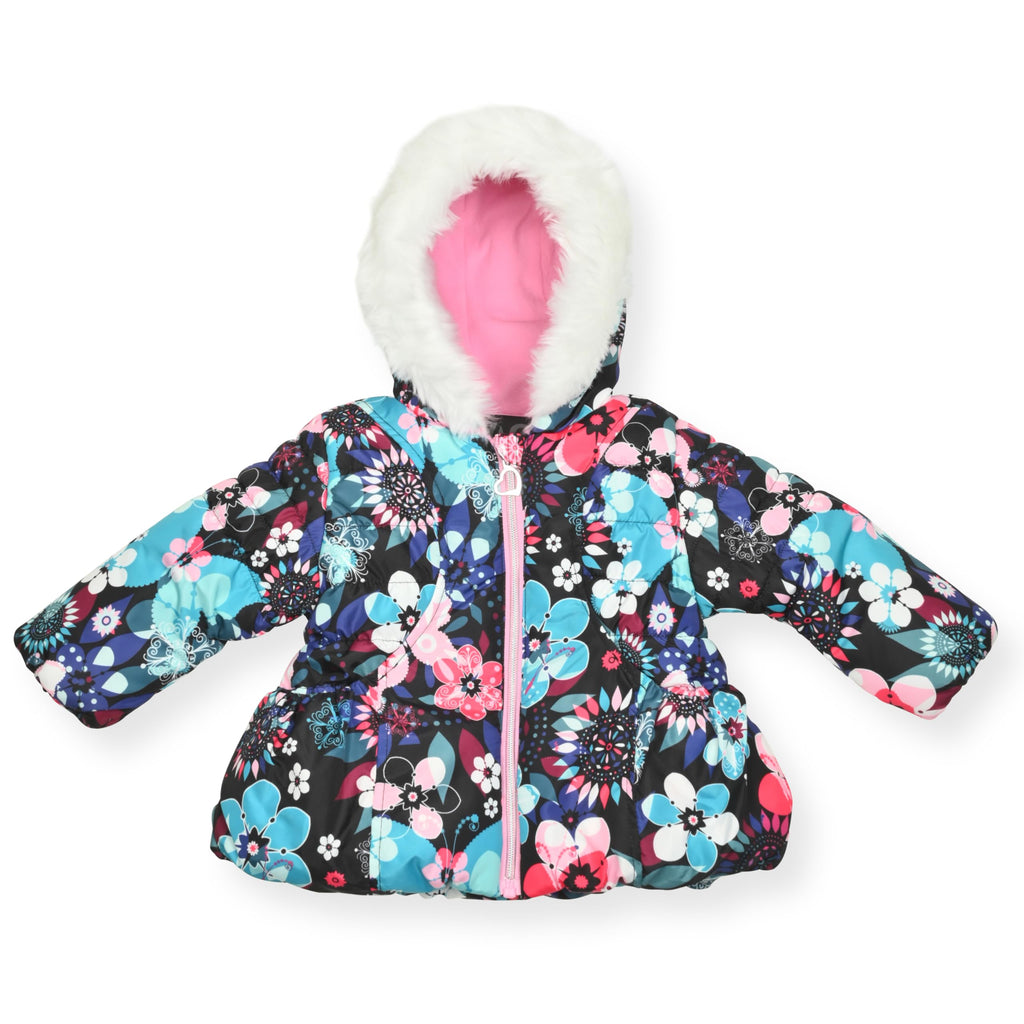 Arctic Quest Girls' Bib Snow Pants and Ski Jacket Water-Resistant Snowsuit For Kids Winter Hooded Jacket, Rich Black, 3T