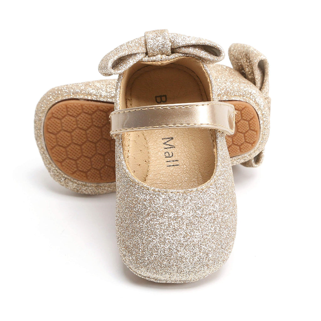 Felix & Flora Soft Sole Leather Gold Baby Shoes - Infant Baby Walking Shoes Moccasinss Rubber Sole Crib Shoes(Gold,18-24 Months)