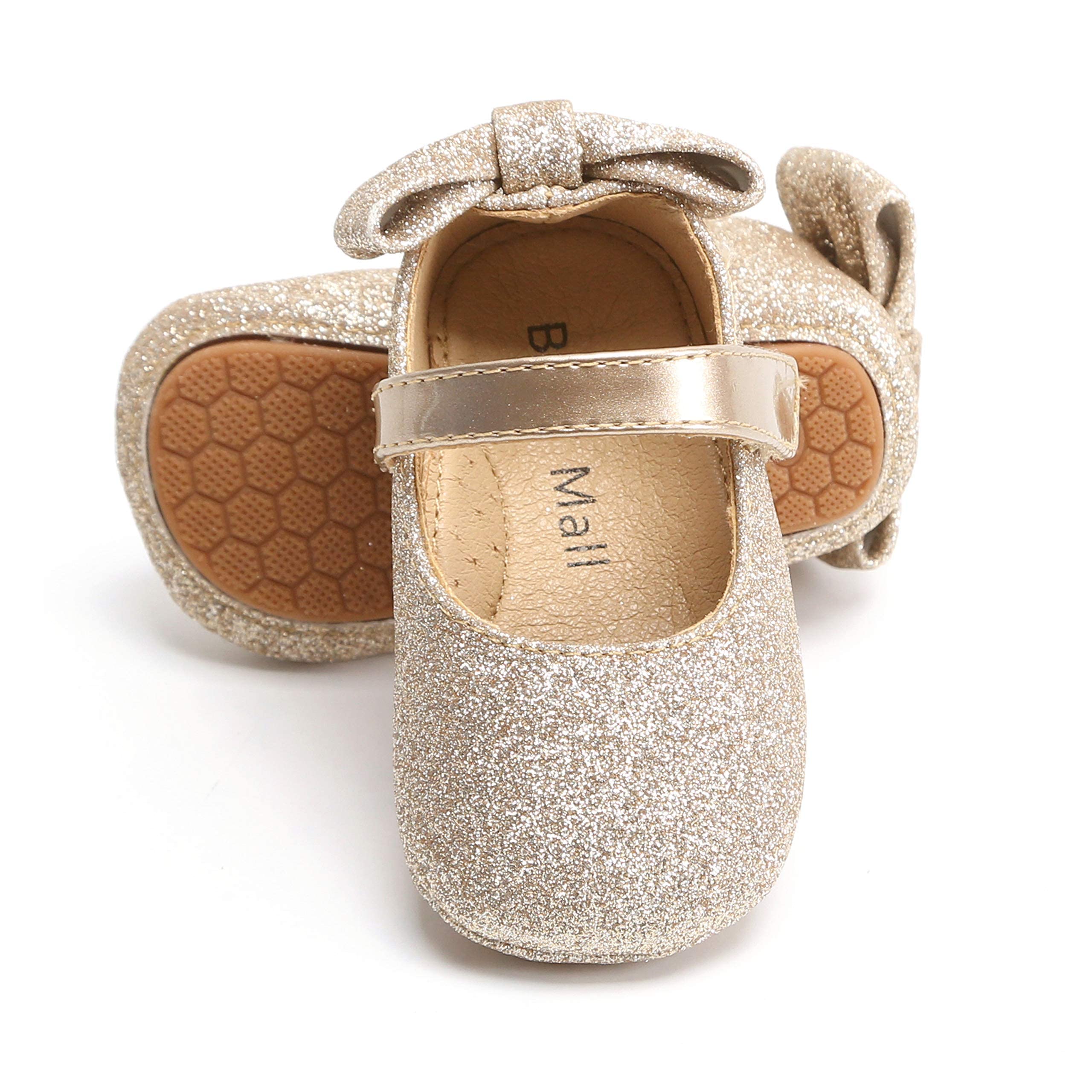 Felix & Flora Soft Sole Leather Gold Baby Shoes - Infant Baby Walking Shoes Moccasinss Rubber Sole Crib Shoes(Gold,18-24 Months)