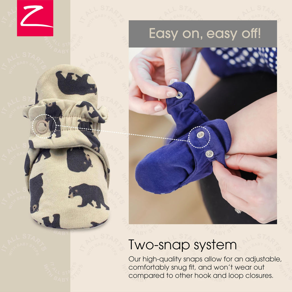 Zutano Unisex Organic Cotton Baby Booties With Gripper Soles, Black Bear, 3M