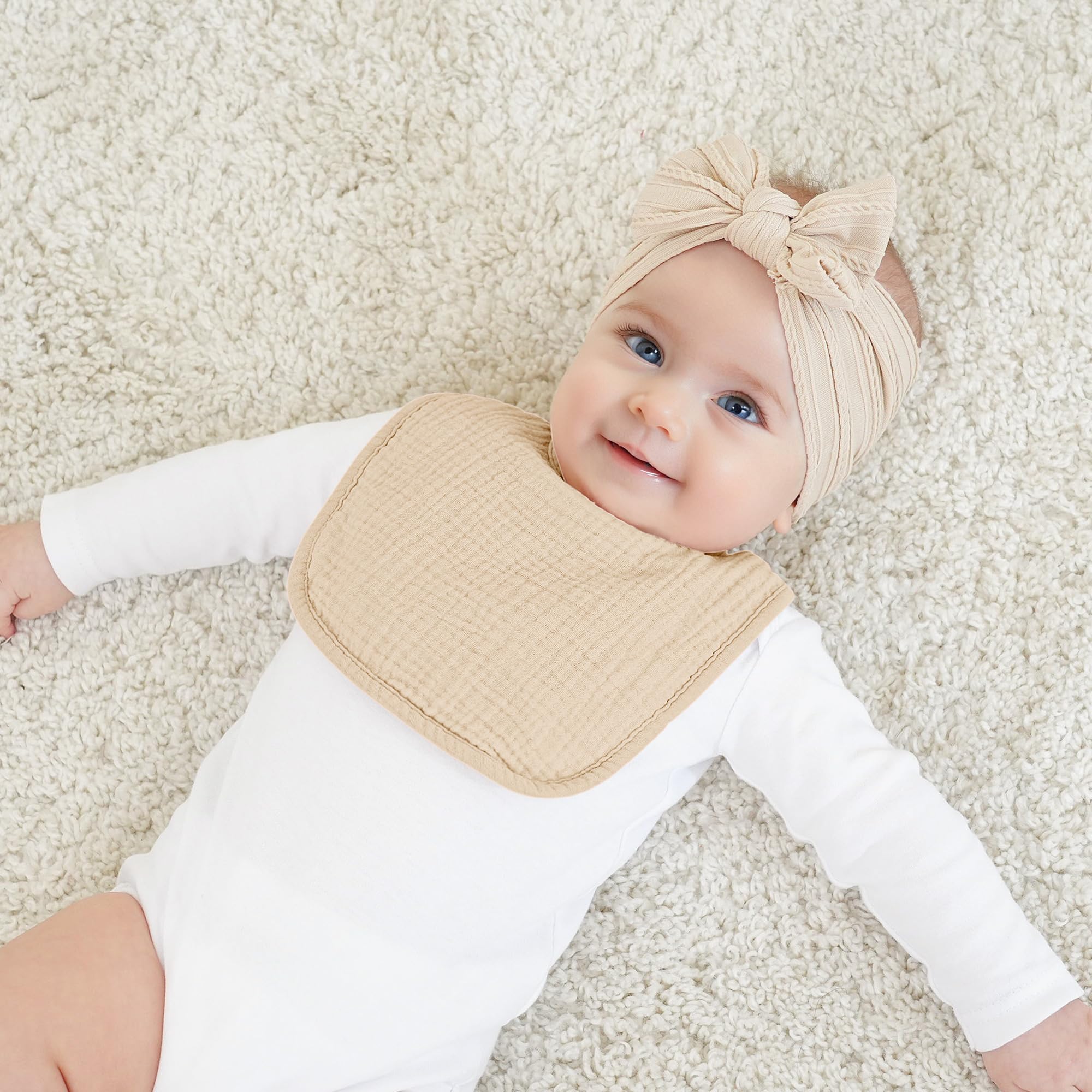 Bearmoss Baby Bibs for Drooling and Teething 100% Cotton Muslin Bibs