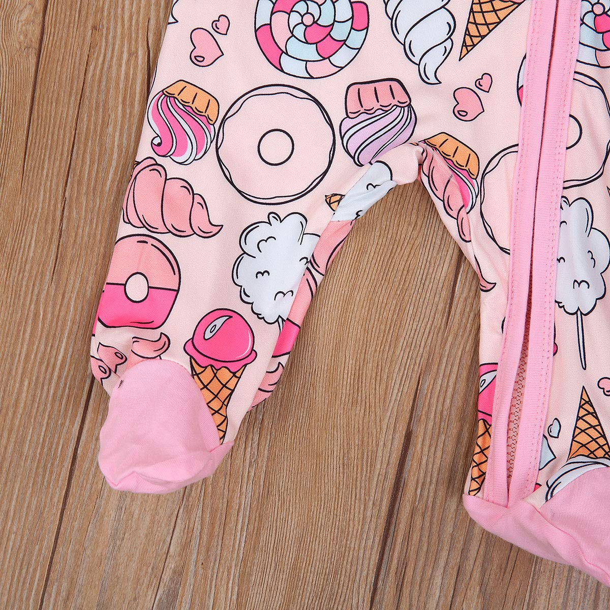 CIYCUIT Baby Girls Donuts Cactus Footies Newborn Zip Up Onesie Romper (A Donuts, 3-6 Months)