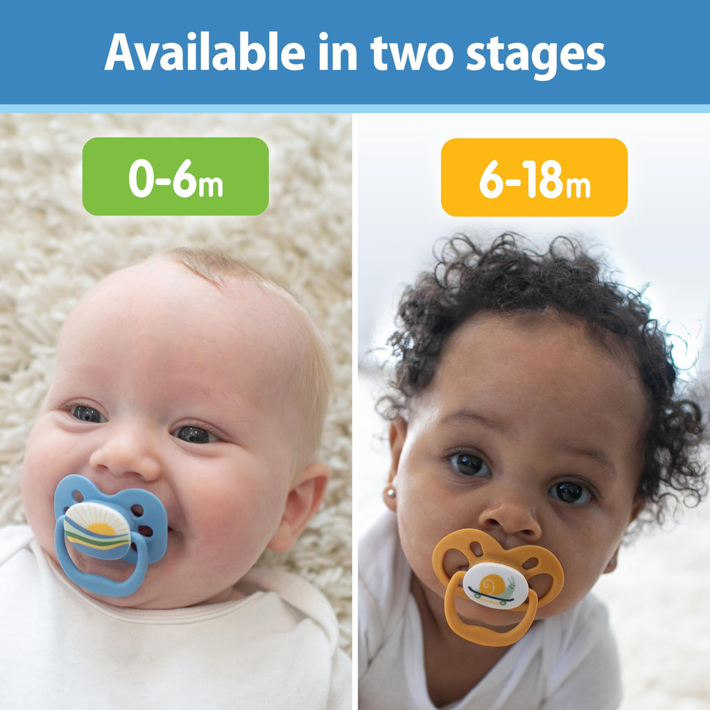 Dr. Brown's Advantage Baby Pacifier, Fully Symmetrical Soother with Soft Silicone Bulb, Lavender Love, 0-6m, BPA Free, 2 Pack