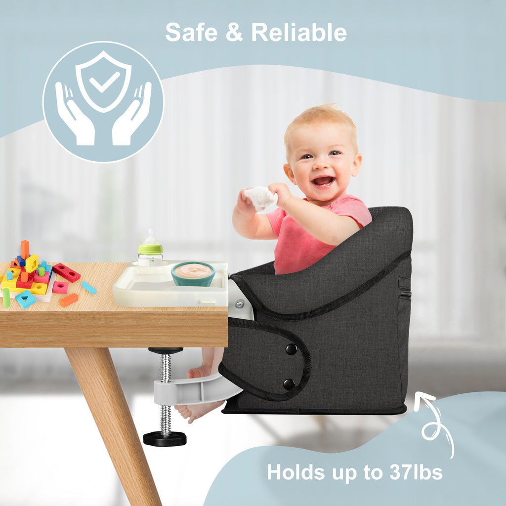 JOZZVE Hook On High Chair with Tray, Clip-On Feeding Seat, Bright Blue