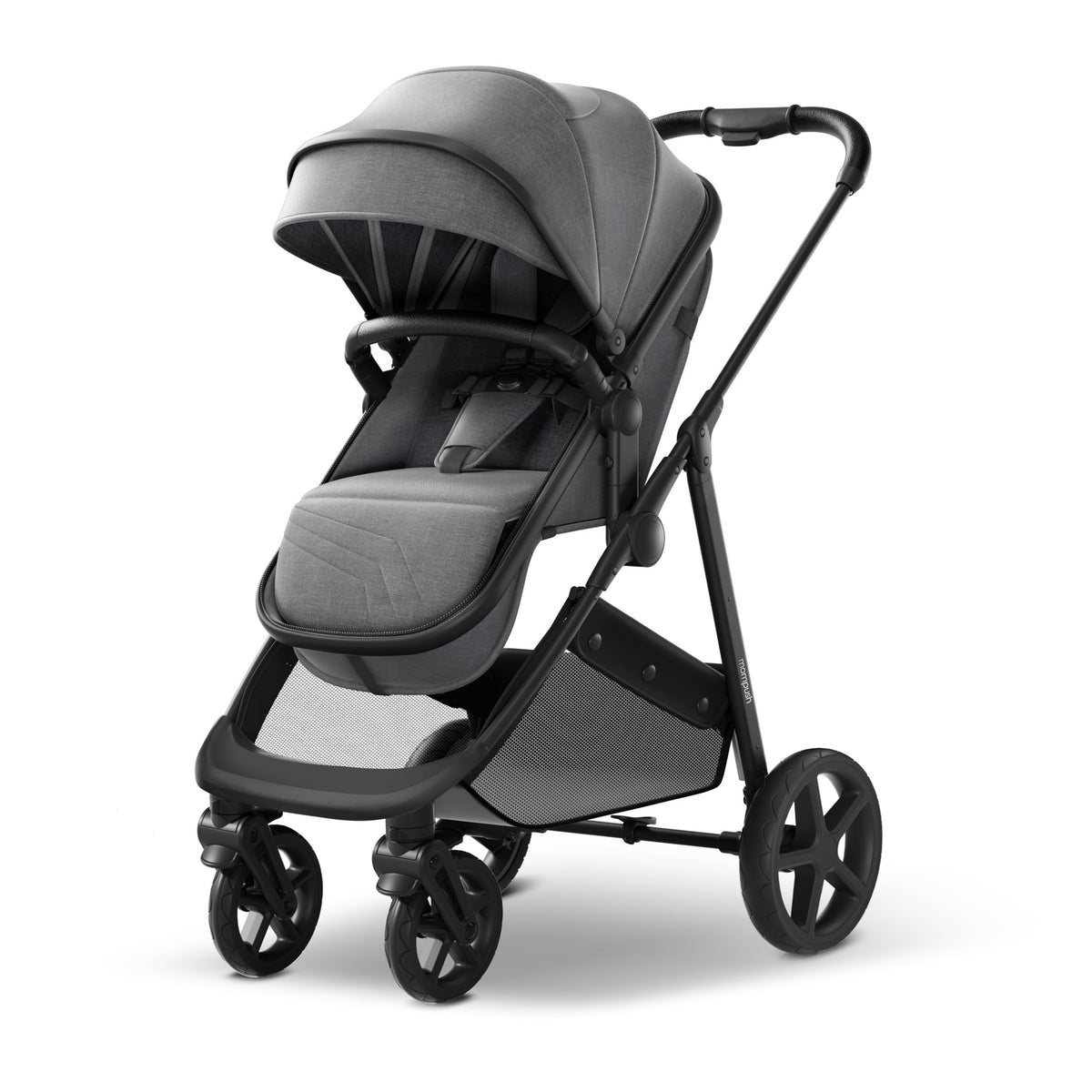 Mompush Wiz 2-in-1 Bassinet Stroller Reversible Seat, One-Hand Fold, Black