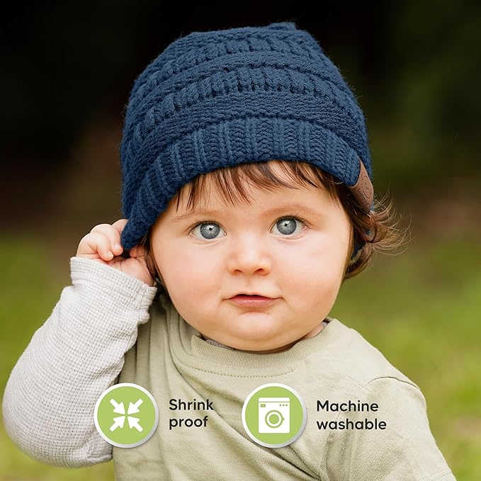 3-Pack Baby Beanies for Boys, Girls - Stretchy Knit Baby Hats, Cute Newborn & Toddler Winter Hat, Soft & Warm Infant Beanie 6-36 Months (Gust, M)