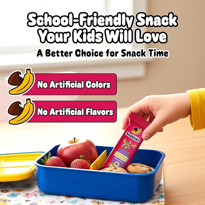 Snakkidz Organic Chewy Granola Bar, Allergen Free, Made with Avocado Oil, Low Sugar (45 Bars, Chunky Monkey)