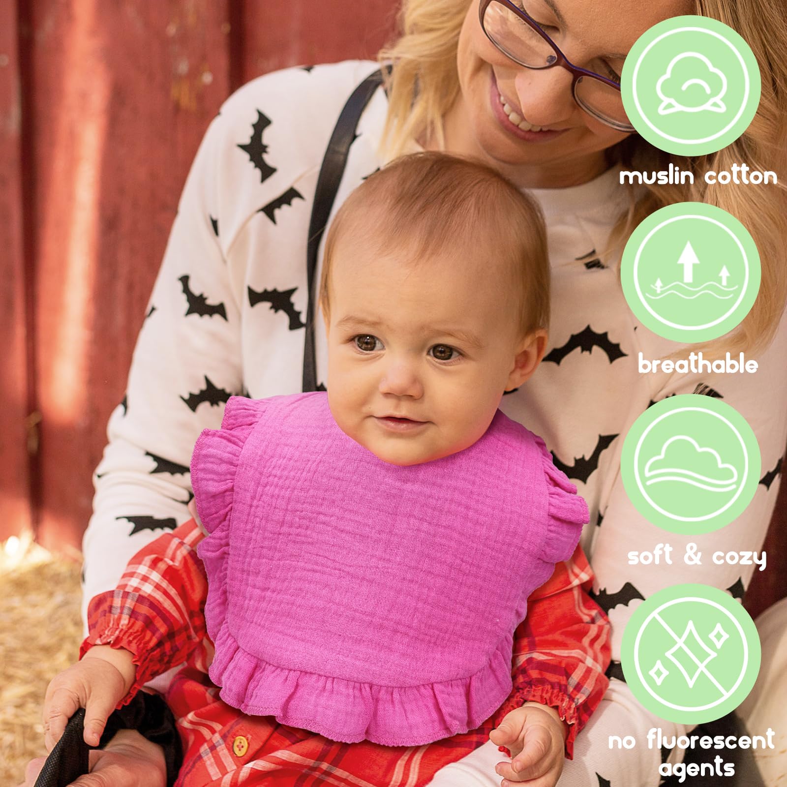 DOSMINE Muslin Baby Bibs 4-Layer Colorful Drool Bibs 8 Pack
