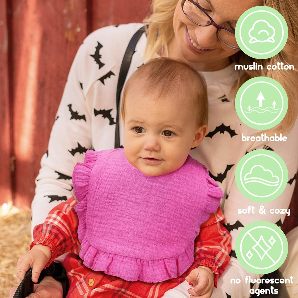 DOSMINE Muslin Baby Bibs 4-Layer Colorful Drool Bibs 8 Pack