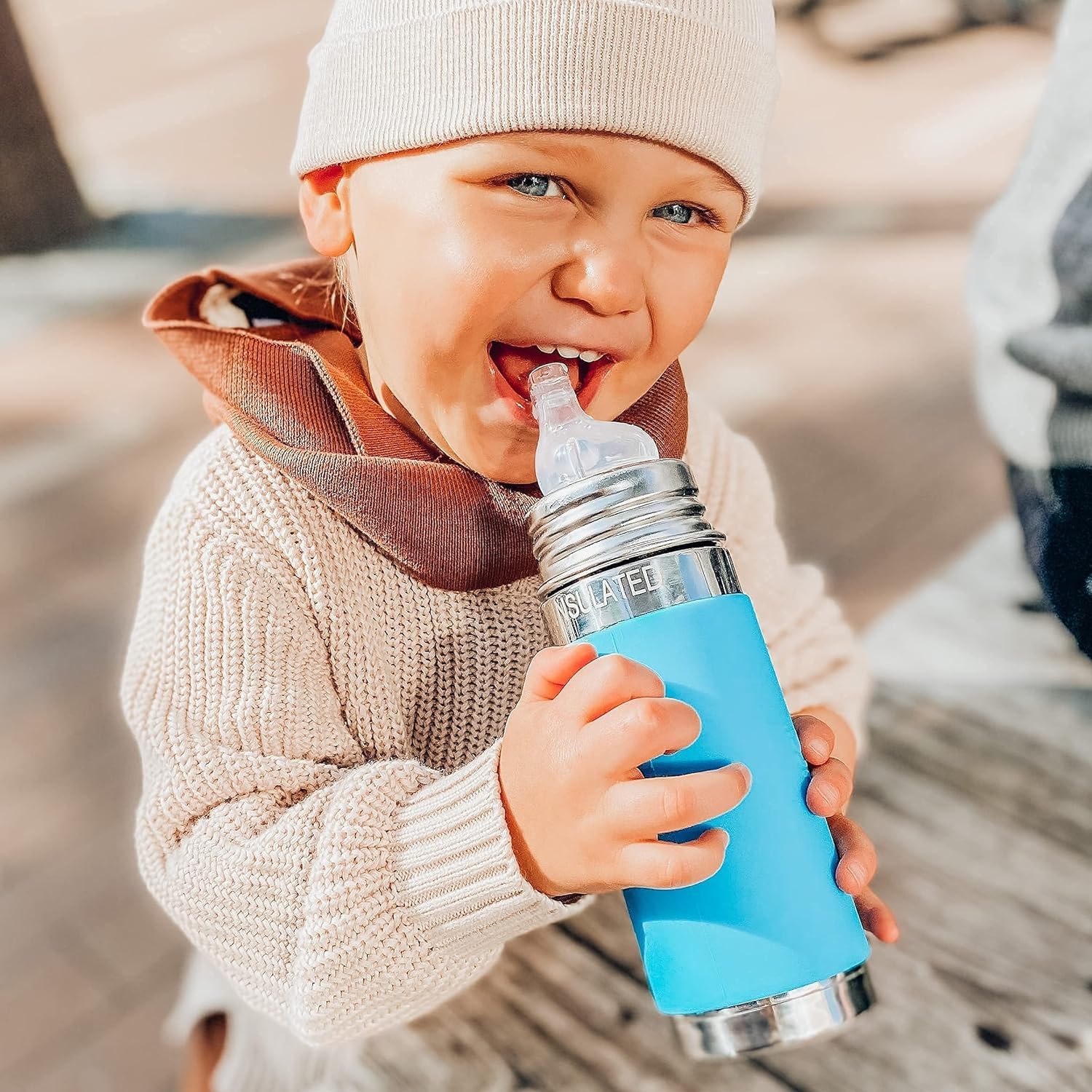 Pura 6+ Months 9 oz Stainless Steel Sippy Bottle - Plastic-Free, Fast Flow, Moss