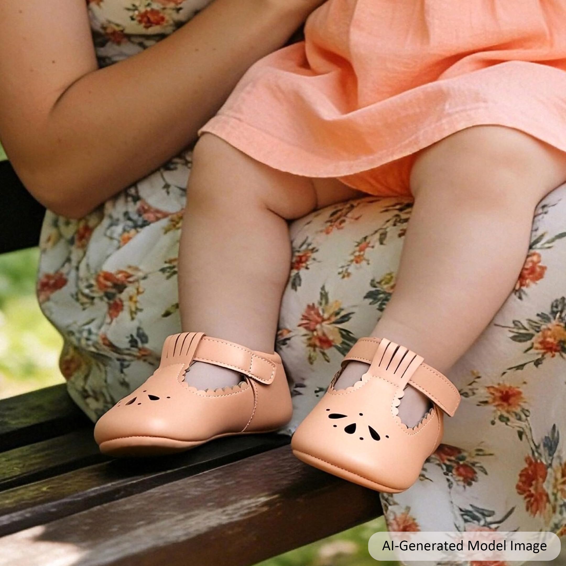 Felix & Flora Soft Sole Nude Baby Dress Shoes - Infant Baby Walking Shoes Moccasins Rubber Sole Crib Shoes(Nude,9-12Months Infant)