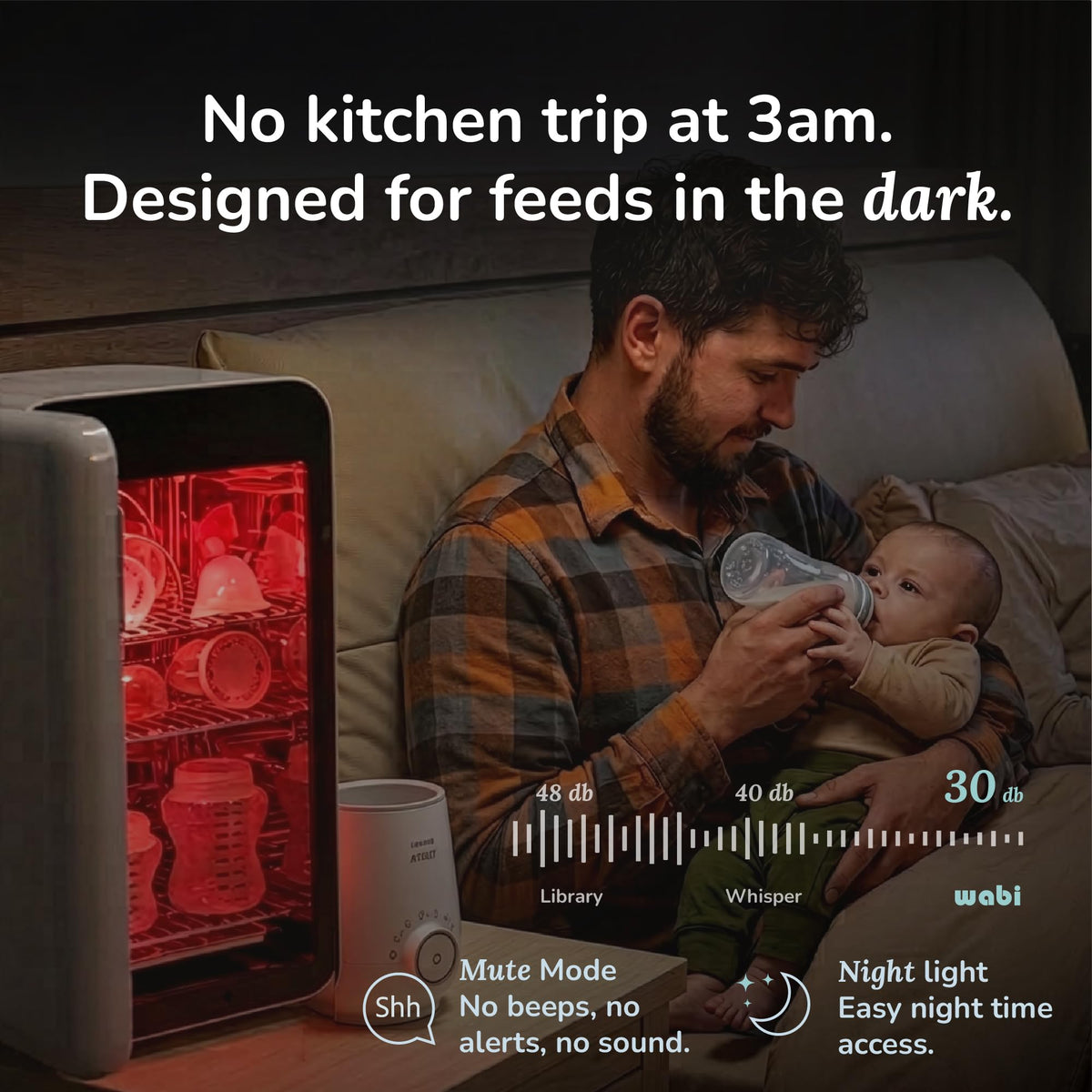 WABI UVC LEDs 3-in-1 Sanitizer & Dryer 360° Box | Disinfect, Dry, & Store Everyday Items, Baby Feeding Gear, and Electronics | Touch Control, LED (No Mercury) | Smart Storage Mode