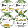 80 Pieces Cute Dinosaur Thank You Stickers, Boy Baby Shower Birthday Party Decorate Watercolor Little Dino Themed Round Party Gift Wrap Bag Label Decorations, 4 Design Stickers