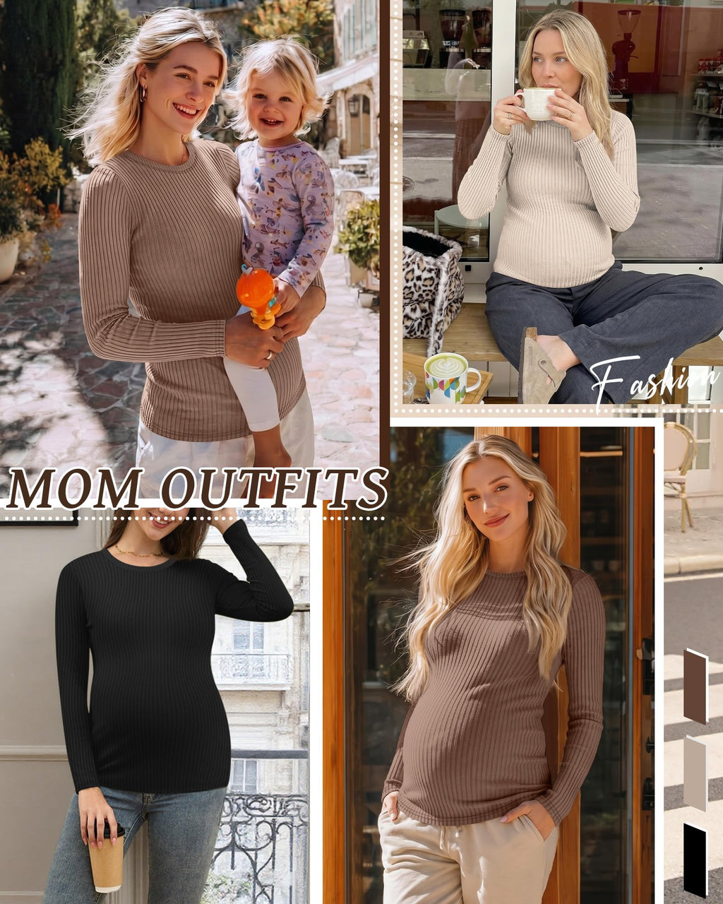 Riyiper 3 Pack Womens Maternity Shirts, 3-Color, Small