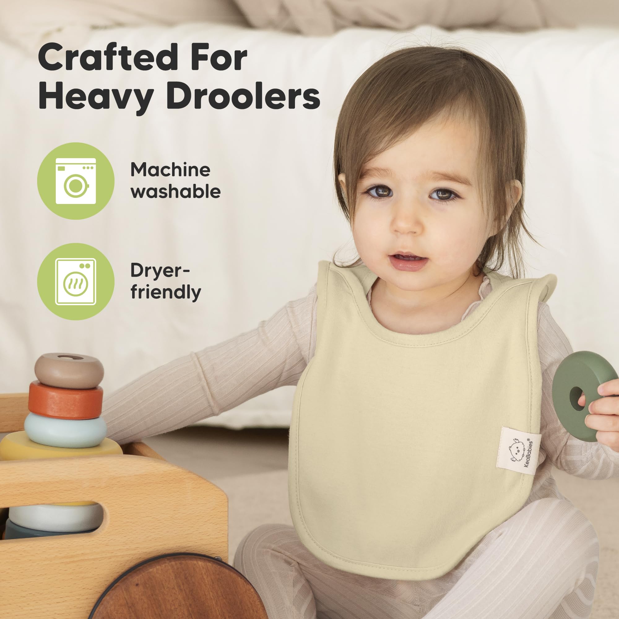 KeaBabies 8-Pack Bibs for Baby Girls, Boys, Pullover Baby Bibs (Terracotta)