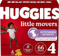 Huggies Little Movers Baby Diapers, Size 4 (22-37 lbs), 66 Ct, Packaging May Vary