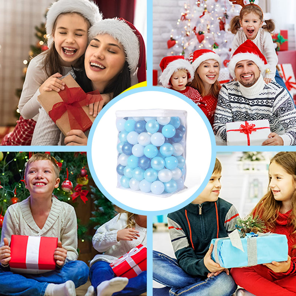 GOGOSO Ball Pits Balls Toddlers 50 100 200 500 Plastics Shape Ball Non-Phthalate Non-BPA Non-Toxic 2.2-Inch Crush Proof Play Balls,Pearl Blue Colors, 200 Balls
