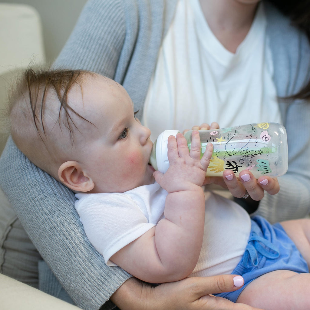 Dr. Brown's Anti-Colic Options+ Wide-Neck Baby Bottles, Ocean, 2-Pack