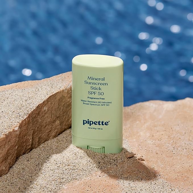 Pipette Baby Mineral Sunscreen Stick SPF 50, Broad Spectrum Sunblock with Non-Nano Zinc Oxide, Water Resistant UVB/UVA Sun Protection for Kids & Sensitive Skin, Perfect for Travel, 0.6 oz