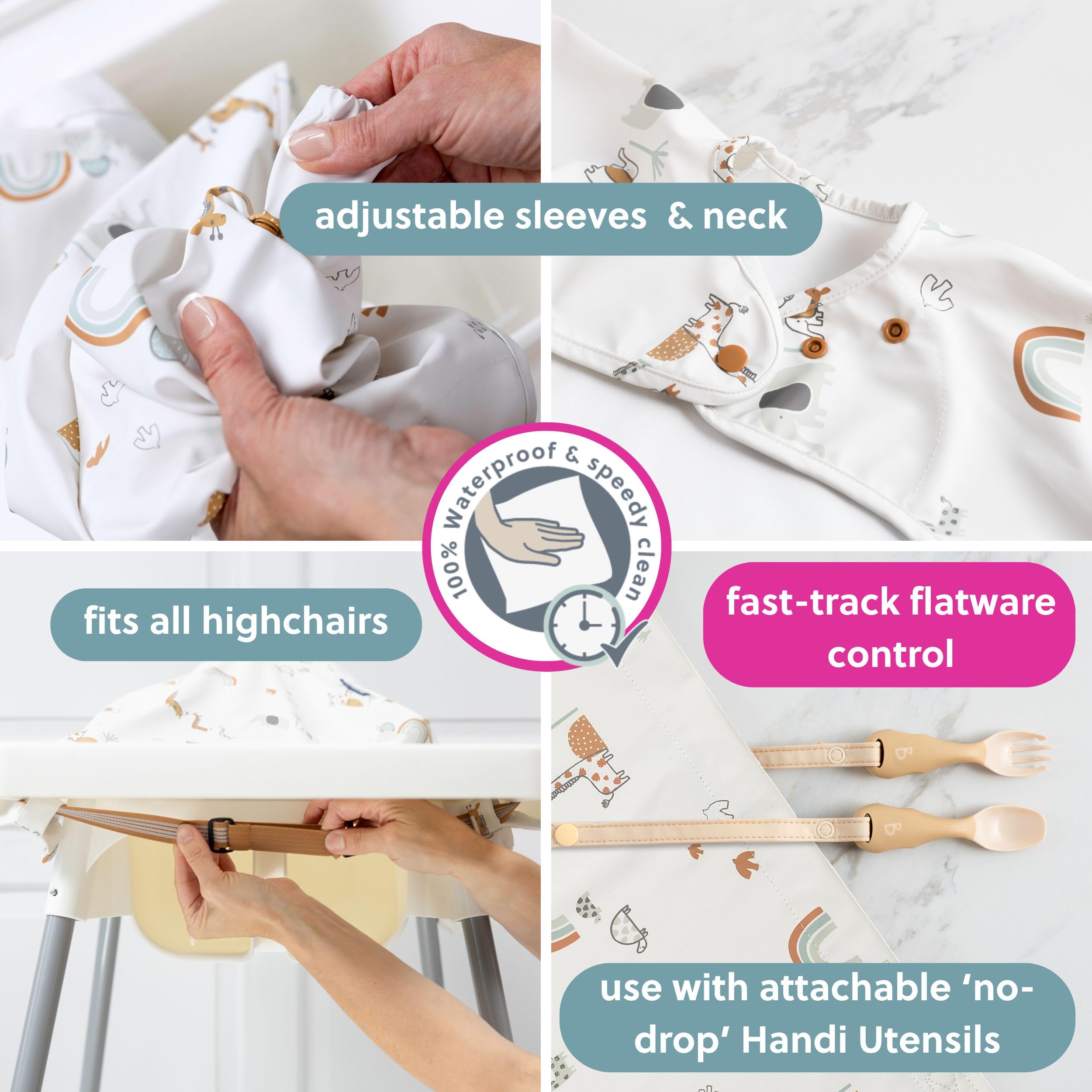 BIBaDO Attachable Long Sleeve Bib for Babies & Toddlers – Easy Clean