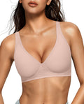 OEAK Womens Jelly Bras Wireless Comfy Push Up Deep V Tshirt Bras NDE 2XL
