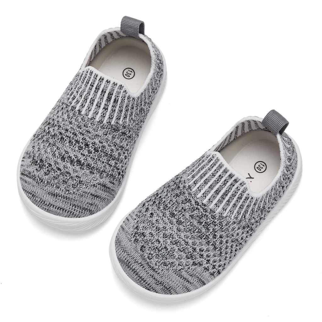 MORENDL Toddler Shoes Baby Walking Sock Shoes Non-Slip Breathable Boys & Girls Sneakers Infant Tennis Shoes Multi Grey Size 7