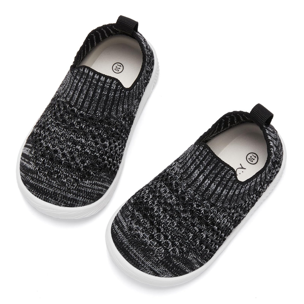 MORENDL Toddler Shoes - Baby Walking Socks - Non-Slip, Breathable, Unisex - Black, Size 7